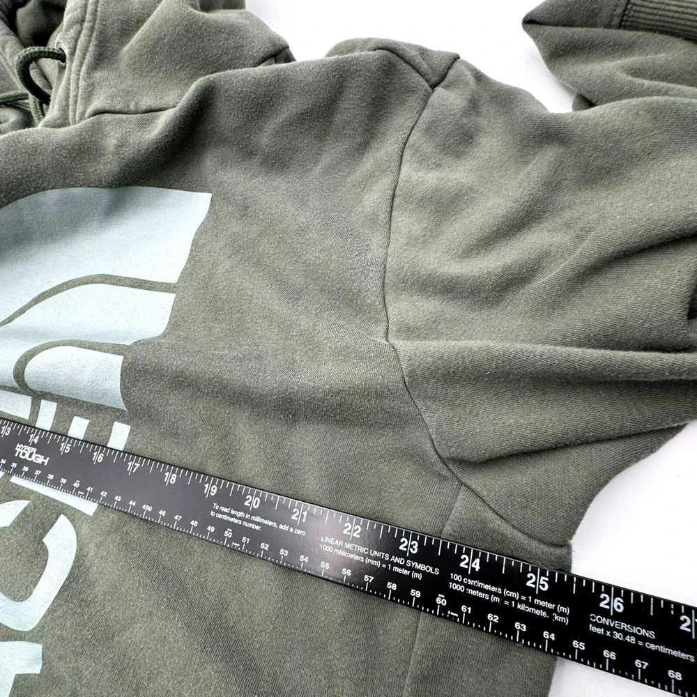 THE NORTH FACE Mens XL Green Pullover Sweatshirt Hoodie Sideways Logo Athleisure